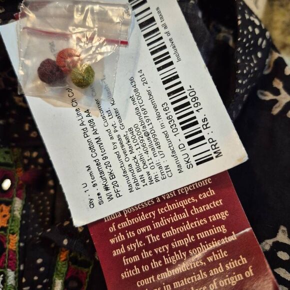 Fabindia Women's Black Cotton Kurta NEW - Picture 11 of 16